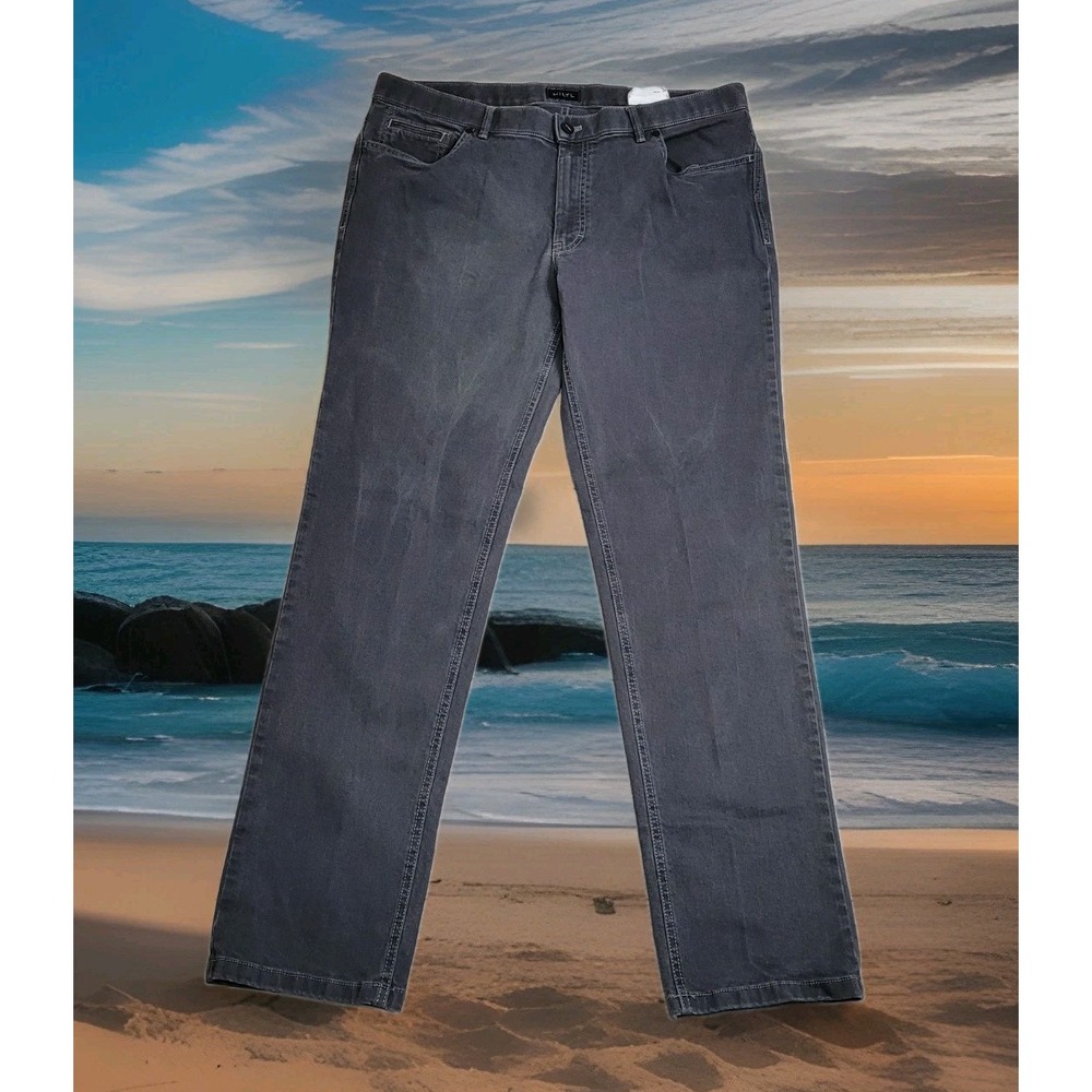 Hiltl DUDE Jeans Mens 38x34 Charcoal Gray Stretch Twill Denim Pants Preppy